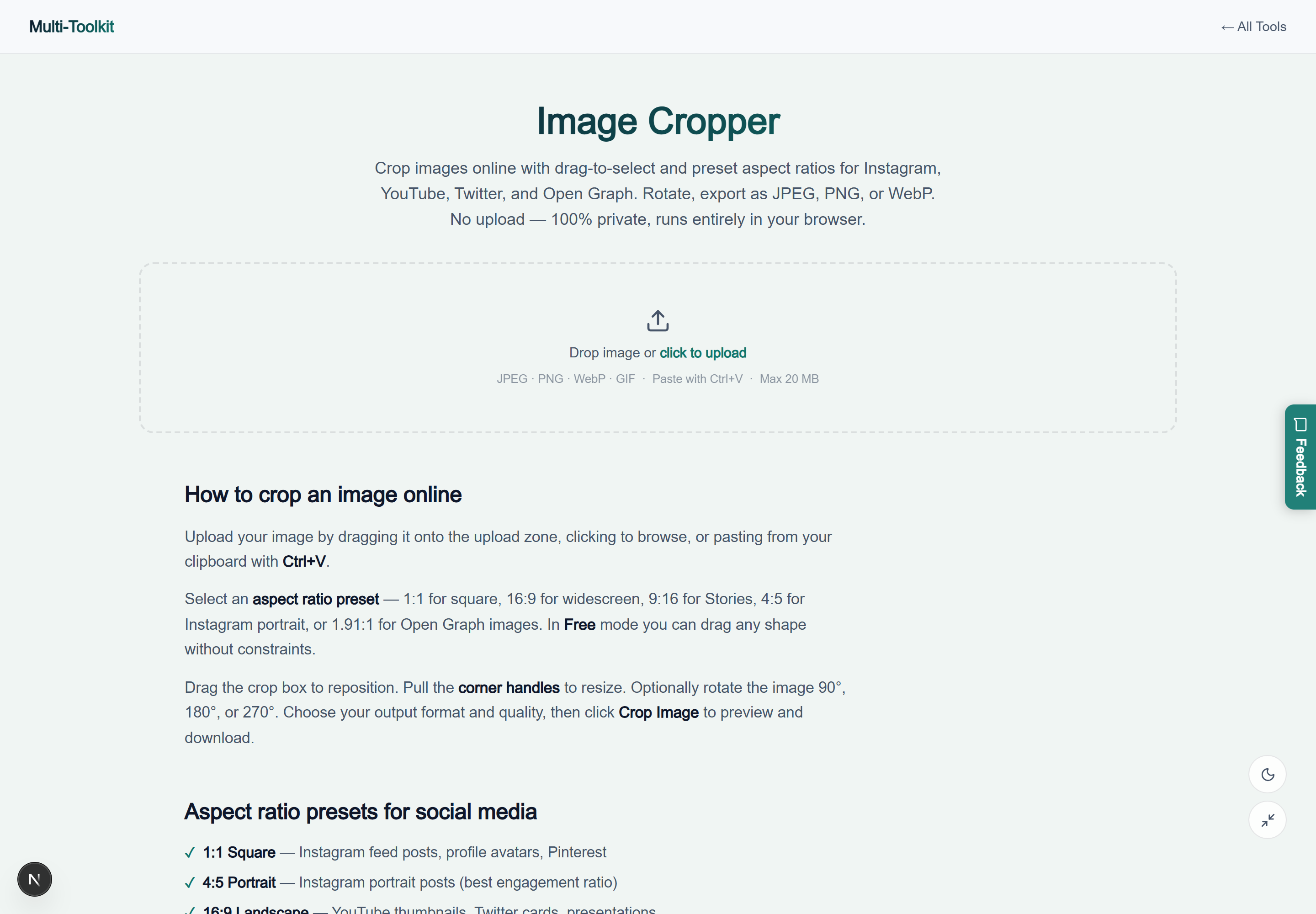 Image Cropper in Light Mode