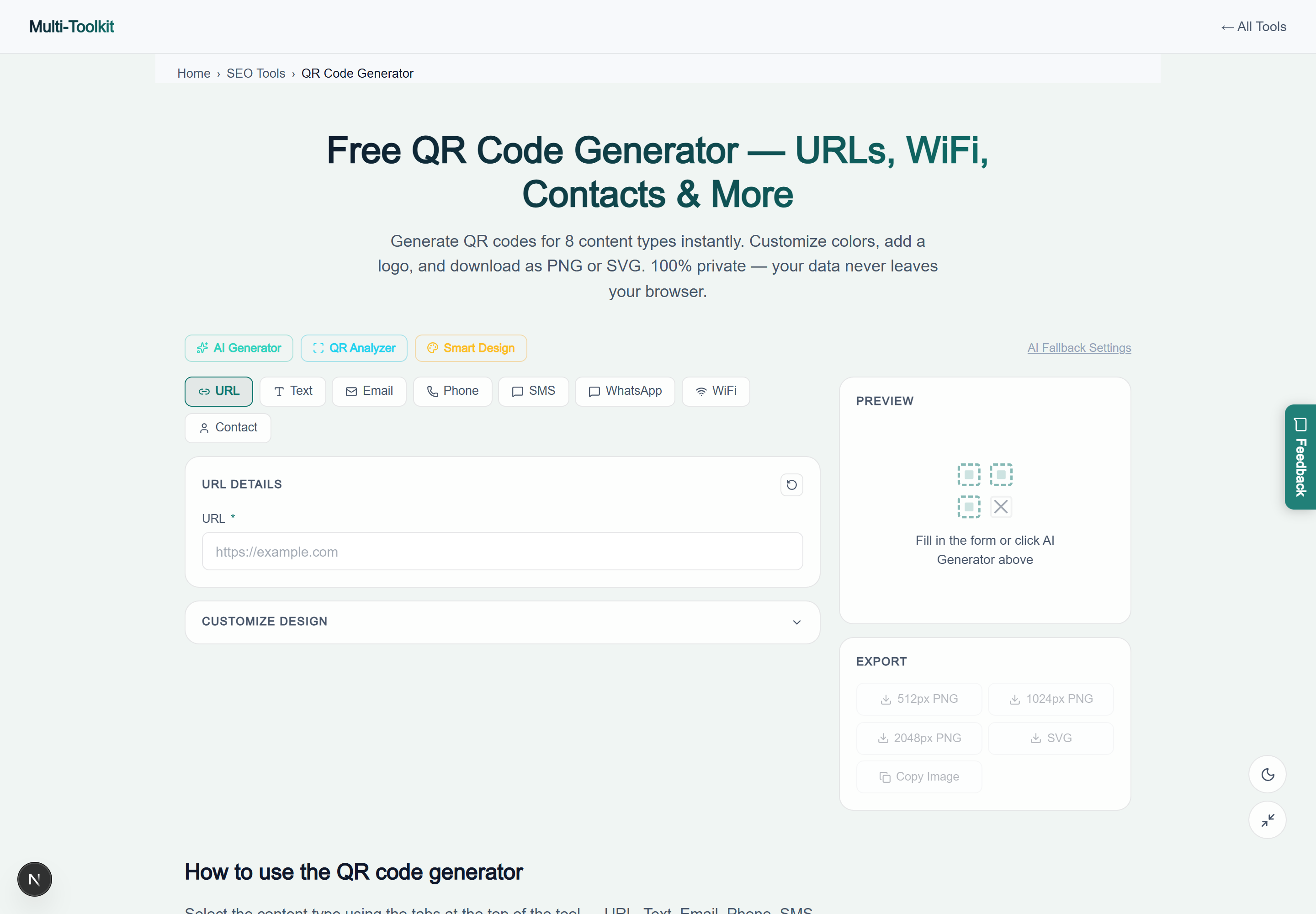 QR Code Generator in Light Mode